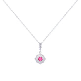 Asfour Crystal Chain Necklace With Dark Rose Decorative Pendant In 925 Sterling-ND0434-WO5